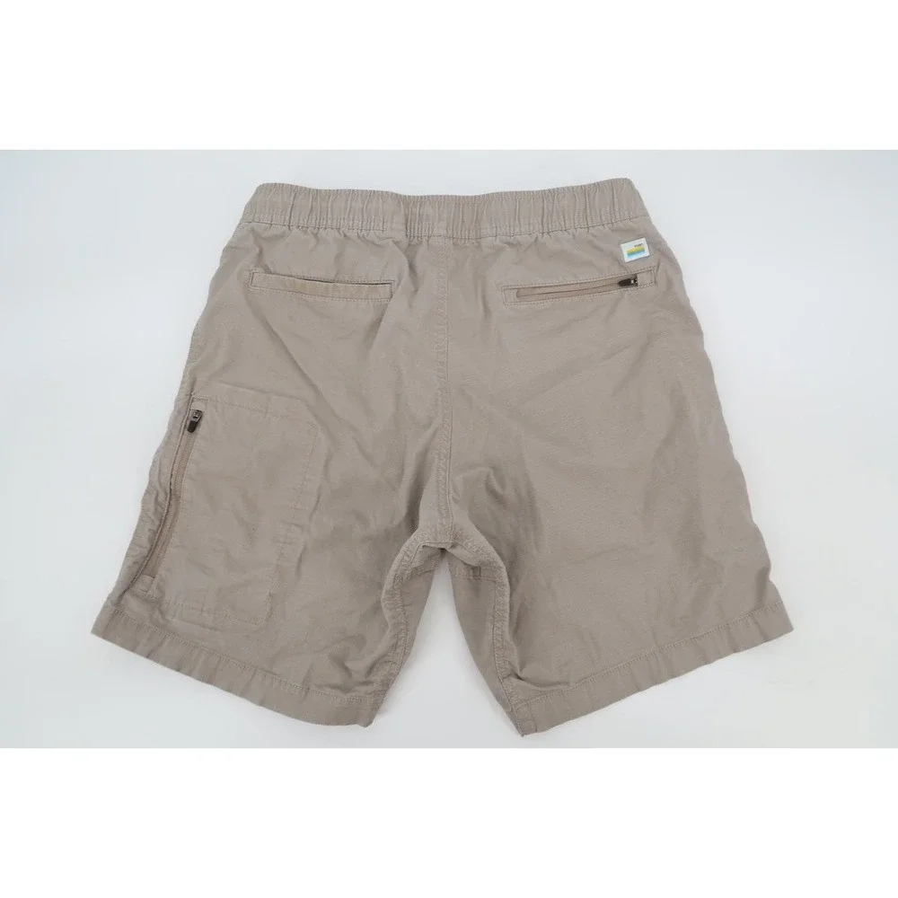Vuori Ripstop Shorts Mens Small Khaki V370 Hiking Stretch Organic Cotton Zip